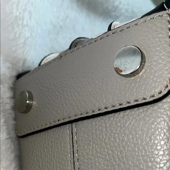 MichaelKors Mercer Tricolor Gray Black white Leather Handbag Shoulder purse tote - Picture 5 of 17